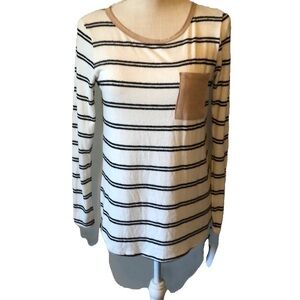 Moa Moa pullover sweater, (nwot)navy stripe on cream. Sm